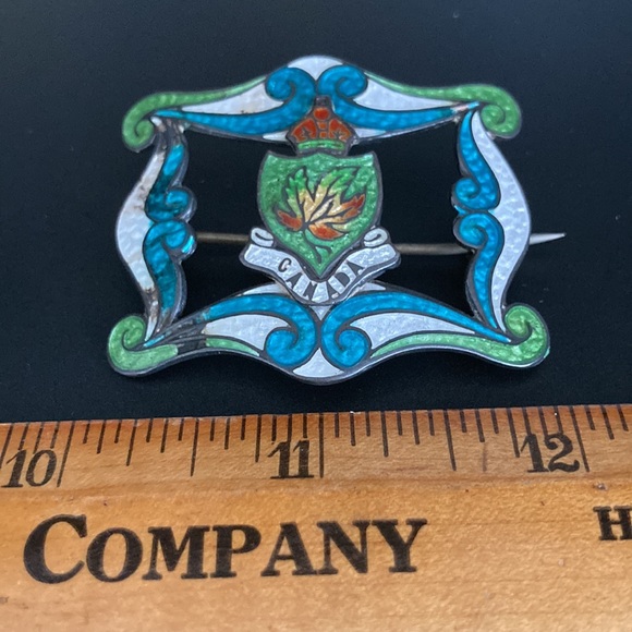 Vintage- Canada Brooch - Cloisonné & Silver - $14 - Picture 4 of 4